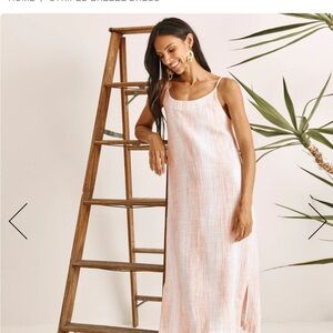 Splendid Pink and White Midi Dress